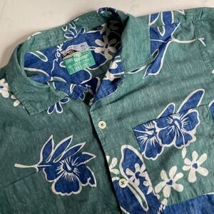 Reyn Spooner Hawaiian Shirt Todd Snyder Blue Green Floral Aloha Button Up Medium